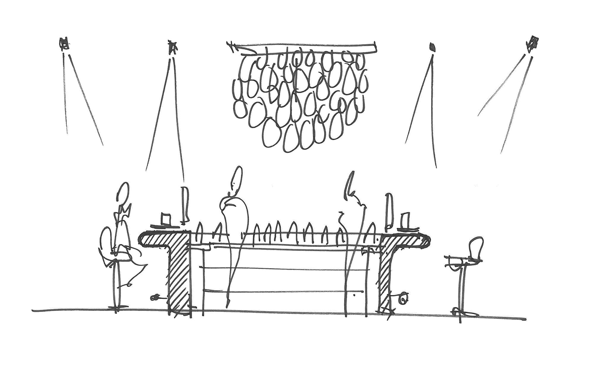 SK-II concept sketch of the counter with ripple light feature